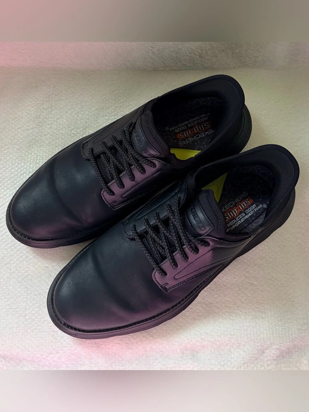 Skechers Black  Leather‎ Men's Slip-Ins Casual Loafer Sz 13